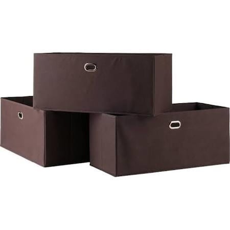 Winsome Trading Winsome Trading 38323 3 Piece Torino Folding Fabric Baskets Set; Chocolate 38323